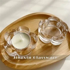 Porta espelmes de vidre en forma de flor